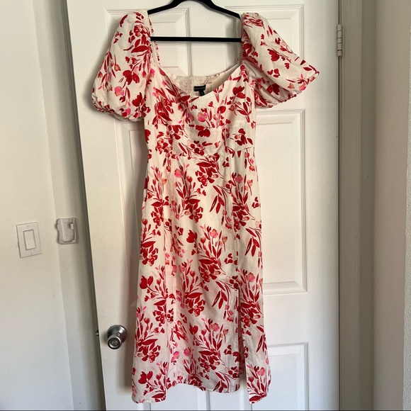 NWT Banana Republic puff sleeve white floral dress - Picture 4 of 14